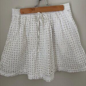 Madewell Womens White Bayfront Eyelet Tie Waist Skirt Lined Size XS